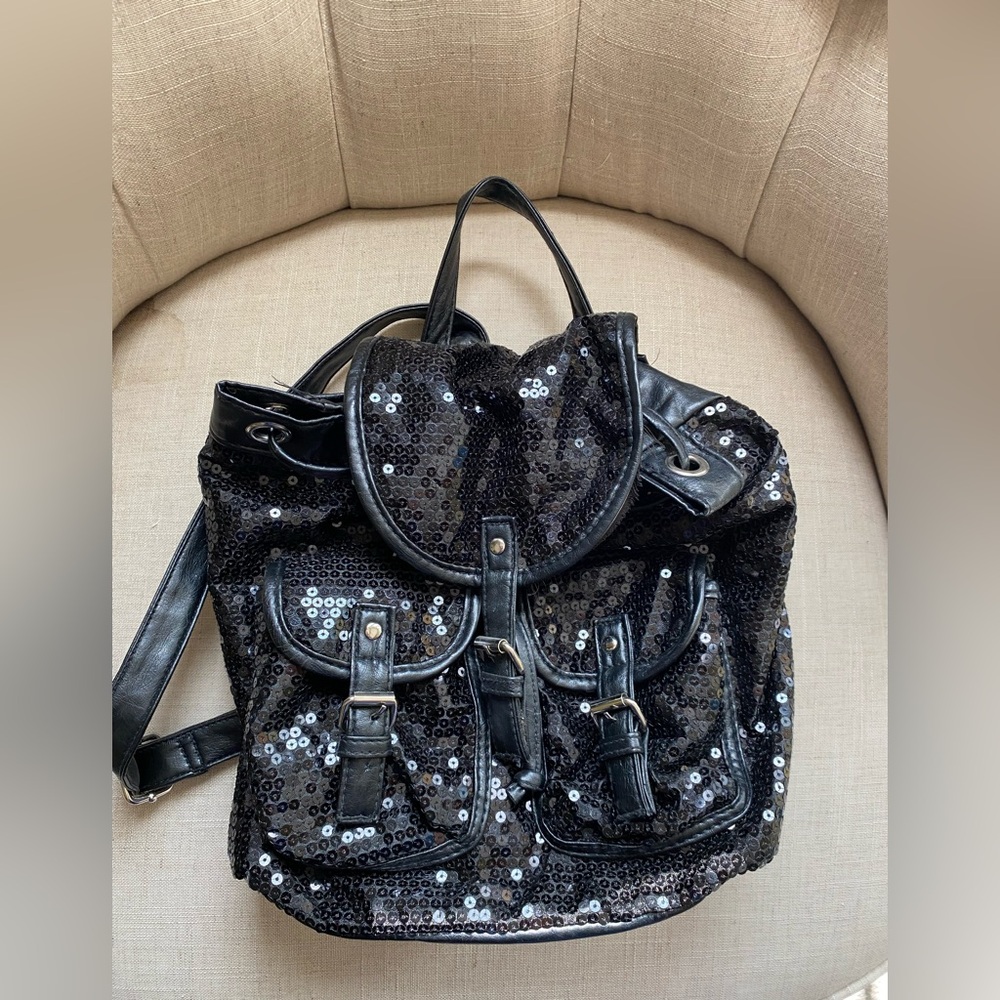 Black Sequin Backpack - image 1